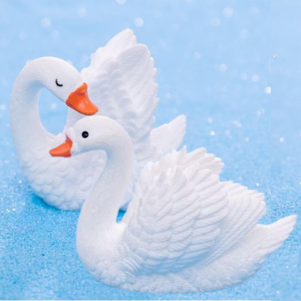 Фигурки Пара Белых Лебедей для флорариума, миниатюры, микроландшафта, мини-сада, творчества и поделок Одесса - изображение 1