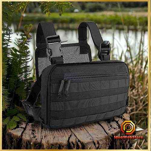 Надежный тактический жилет-сумка из кордуры с Molle 3 кармана водоотталкивающая черный для города, охоты Киев