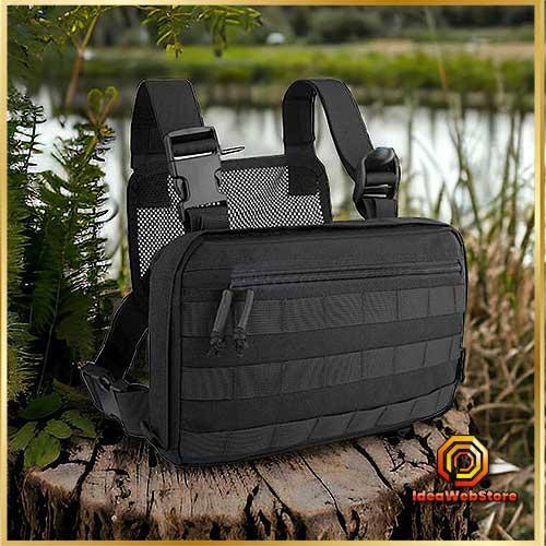 Надежный тактический жилет-сумка из кордуры с Molle 3 кармана водоотталкивающая черный для города, охоты Киев - изображение 1