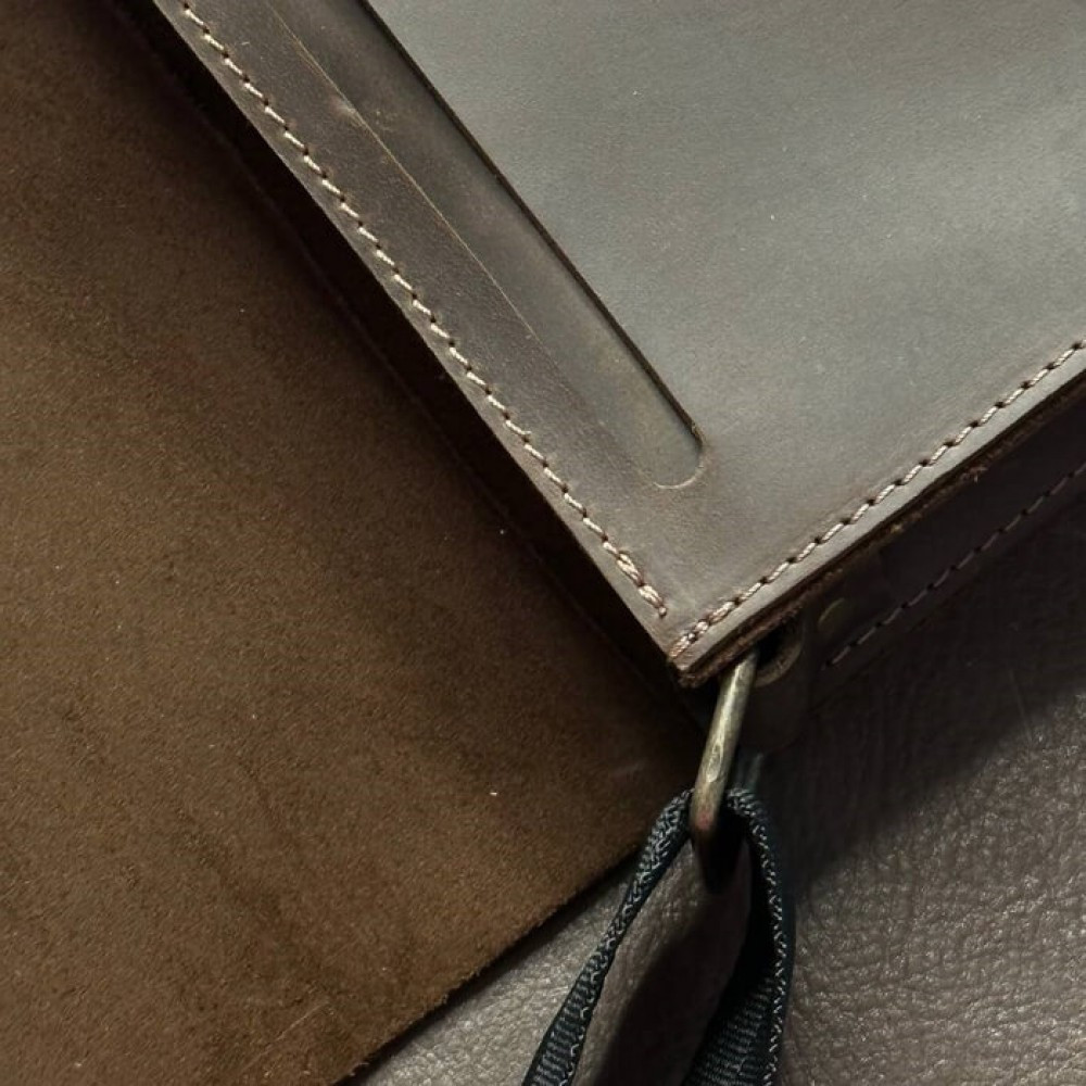 Сумка коричнева через плече чоловіча Майамі, сумка месенджер чоловіча 20*24*4 см з широким ремінцемMasterSem Київ - фото 6