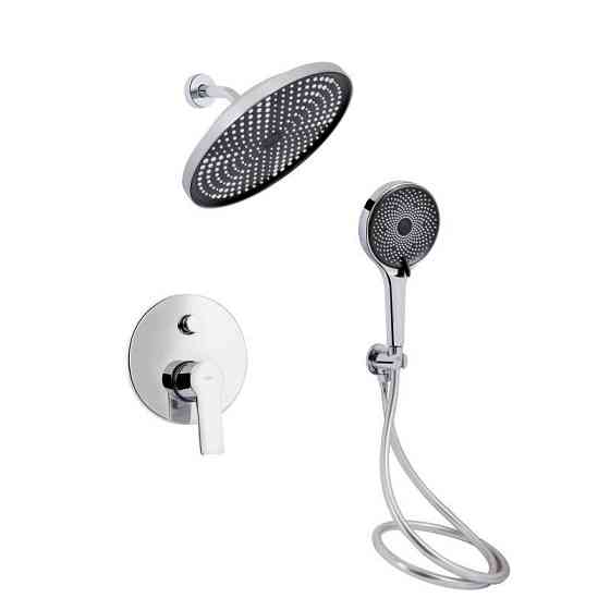 Комплект для душу Qtap Chrome: Змішувач QTUST6216107ODC + Лійки (QTRUC125CRM45952,QTHLA107CRM45948) + Шланг Київ