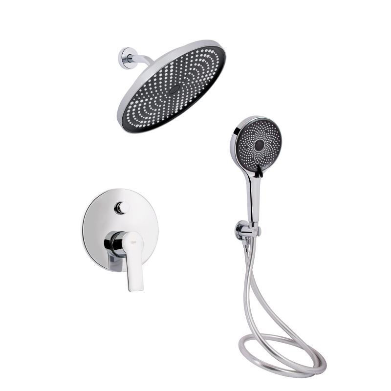 Комплект для душу Qtap Chrome: Змішувач QTUST6216107ODC + Лійки (QTRUC125CRM45952,QTHLA107CRM45948) + Шланг Київ - фото 1