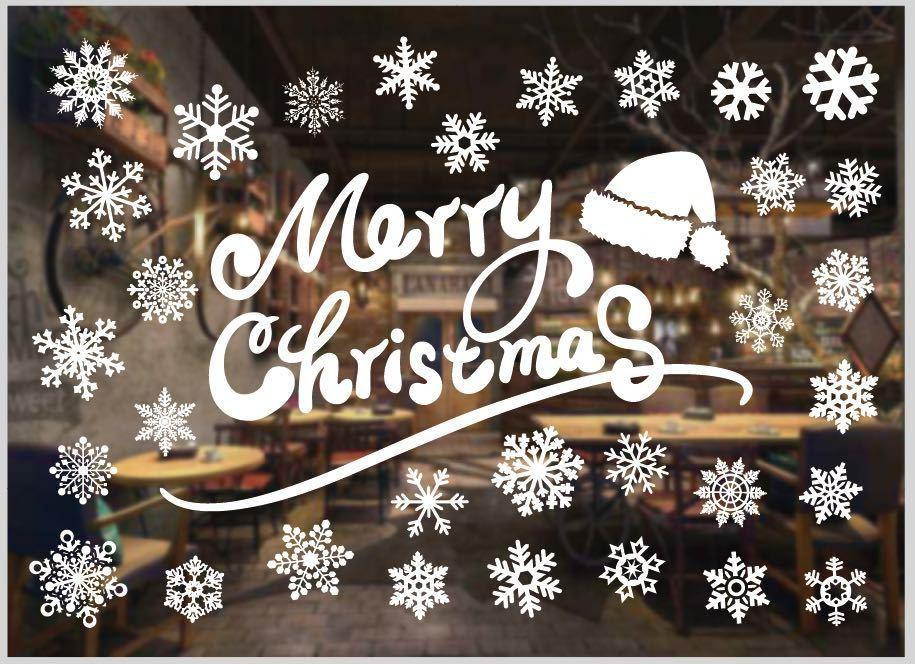 Новогодние наклейки снежинки на окна 50 на 70 см белый Киев - изображение 1