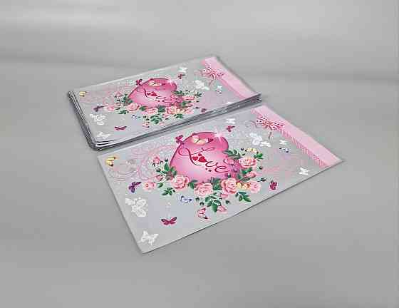 Пакет із малюнком для пакування подарунків (20*35) No422 (1) фольгований "Любов" (100 шт.) Харків