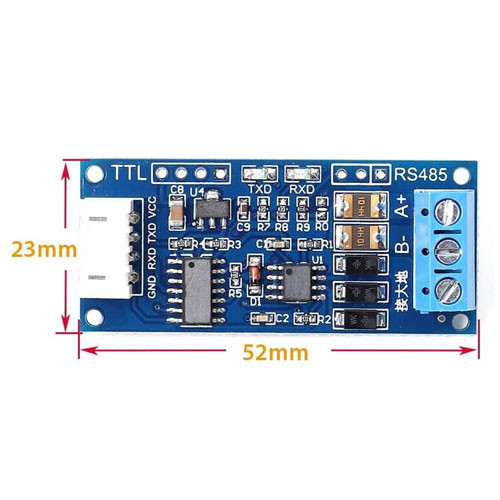 Преобразователь интерфейса TTL RS485 XY 485 UART модуль 3.3-30В полудуплекс скорость до 256000 бит с клеммник 52x23 мм Киев - изображение 2