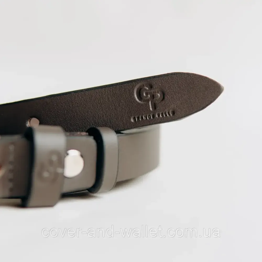 Стильний жіночий пояс з натуральної шкіри ручної роботи для джинсів та брюк коричневого кольору 20 мм Grande Pelle Київ - фото 3