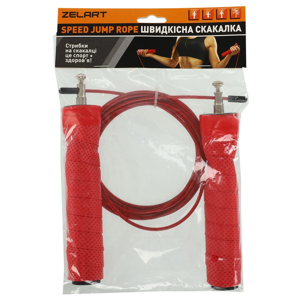 Скакалка швидкісна з підшипником і металевим тросом 3 м FI-5347 Вишневе - фото 10