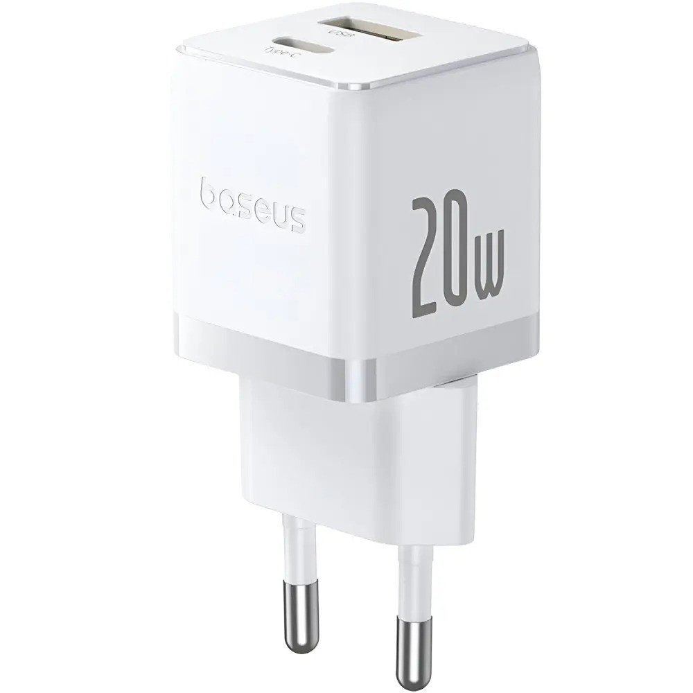Мережевий зарядний пристрій Baseus Palm Fast Charger C+U 20W EU Moon White Київ - фото 3