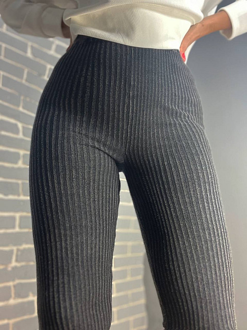 Лосини жіночі U 166 варенка широкий рубчик щільні теплі висока талія чорні, чорний, one size Київ - фото 15