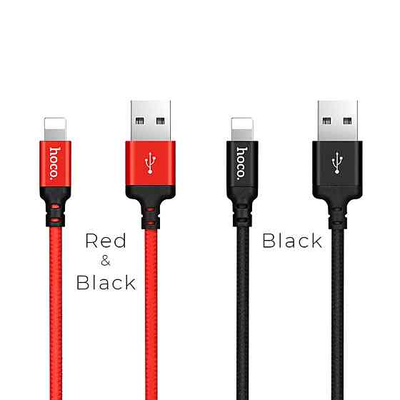 Кабель HOCO X14 USB - Lightning 2A, 2m, нейлон, алюминиевые разъемы, цвет черный 6957531062882 Одесса