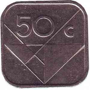 Монета 50 центов, 2001,03 год, Аруба. (в холдере) Полтава