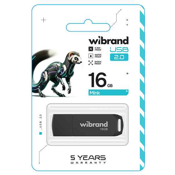 Флеш-накопичувач Wibrand USB 2.0 Mink 16Gb Black Київ