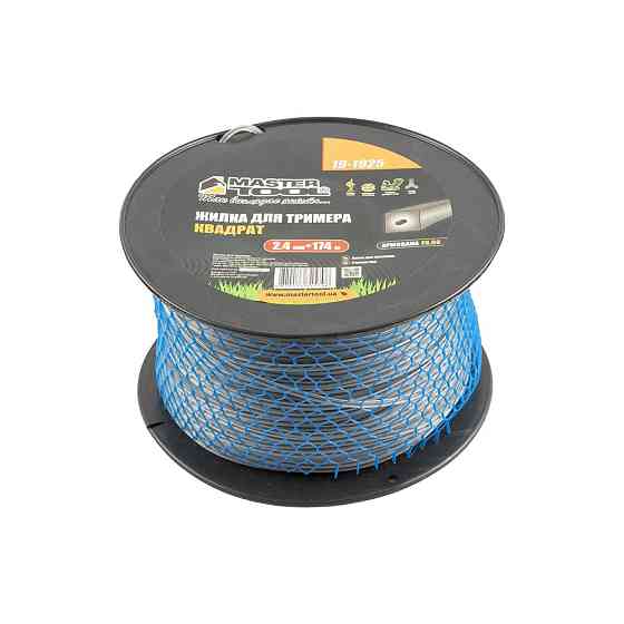 Леска для триммера MASTERTOOL КВАДРАТ АРМОВАННЫЙ 2,40 мм 174 м катушка 19-1925 Ровно