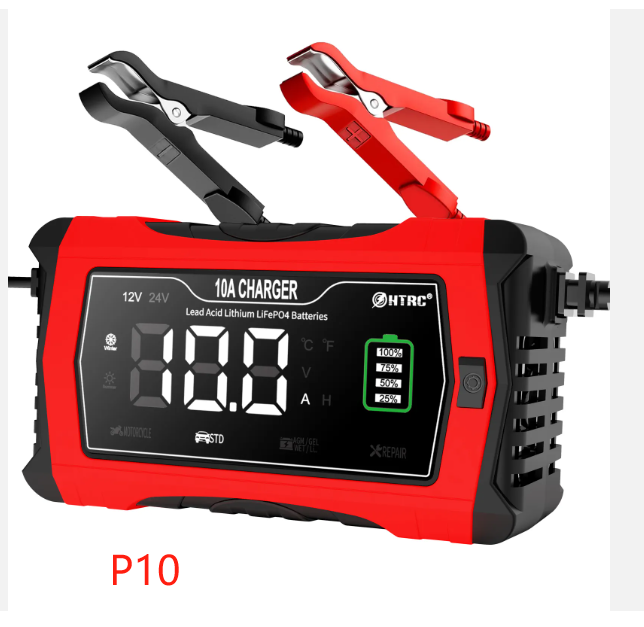 Розумний зарядний пристрій HTRC 10A (12V/24V) для LiFePO4, AGM, Lead-Acid (Червоний) Київ - фото 1