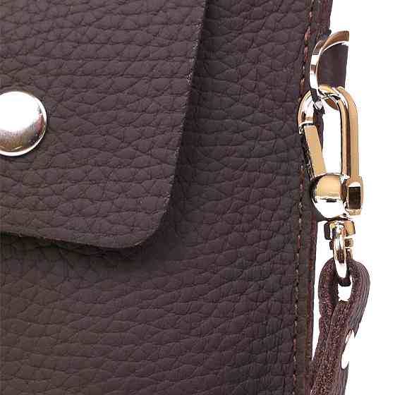 Шкіряна матова тревел-косметичка Shvigel 16418 Коричневий Київ