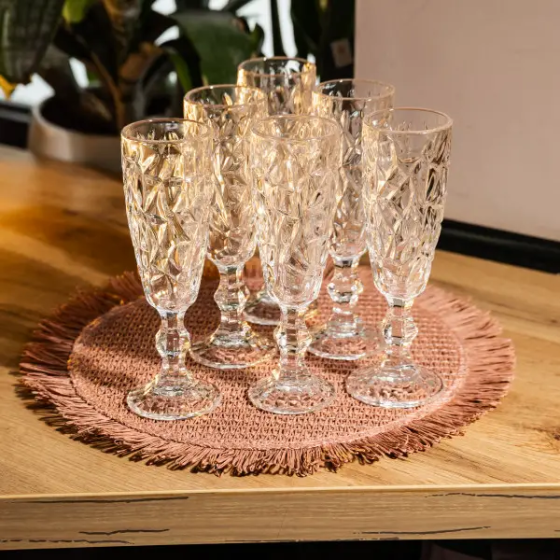 Набір келихів для шампанського 6 штук 160 мл подарункові келихи для шампанського на ніжці фужери для ігристих вин HP-19-164 Коломыя