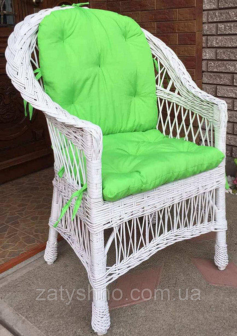 Крісло плетене з салатовою накидкою Київ - фото 6