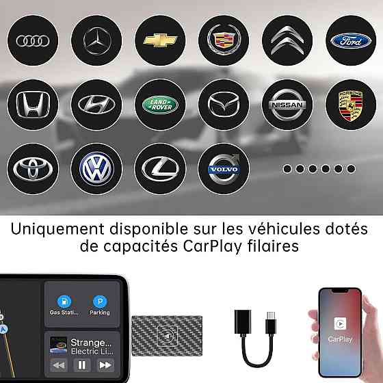 Бездротовий адаптер CarPlay 2024 для iPhone iOS 12+ Plug&Play, для авто зі штатним провідним Карплей Wi-Fi + Bluetooth Київ