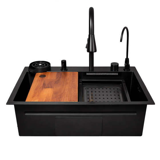 Кухонная мойка водопад Willda черная / Nano Black 68x46x22 см (782715041) Киев