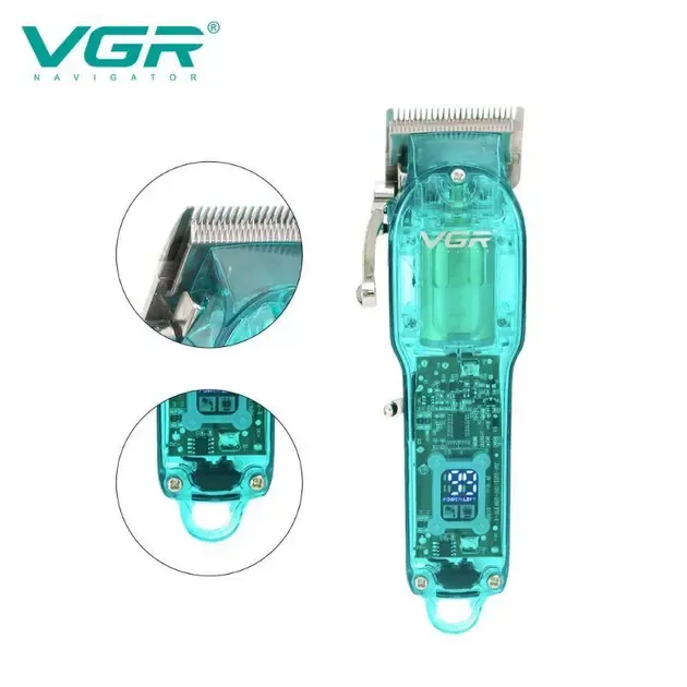 Профессиональная машинка для стрижки VGR Professional Clipper Transparent Green V-660 Коломия - фото 3