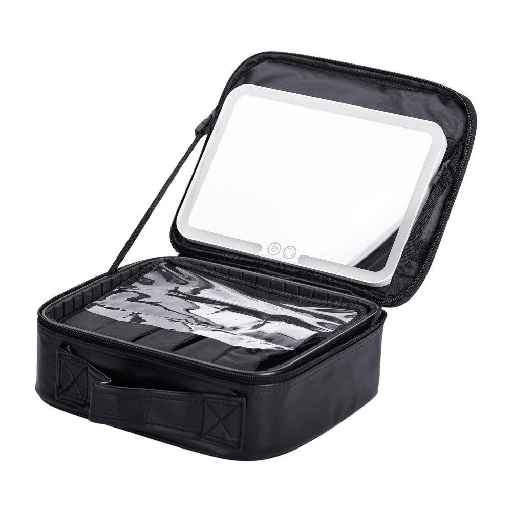 Органайзер косметичка з еко шкіри з дзеркалом та підсвічуванням 26×22×9 см HP-10-2AB Київ - фото 4