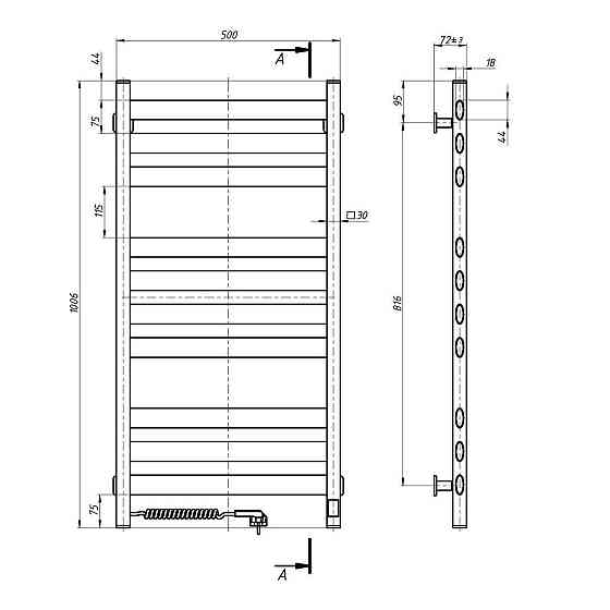 Рушникосушарка електрична NAVIN Ellipse 500х1000 Sensor з таймером, білий Київ