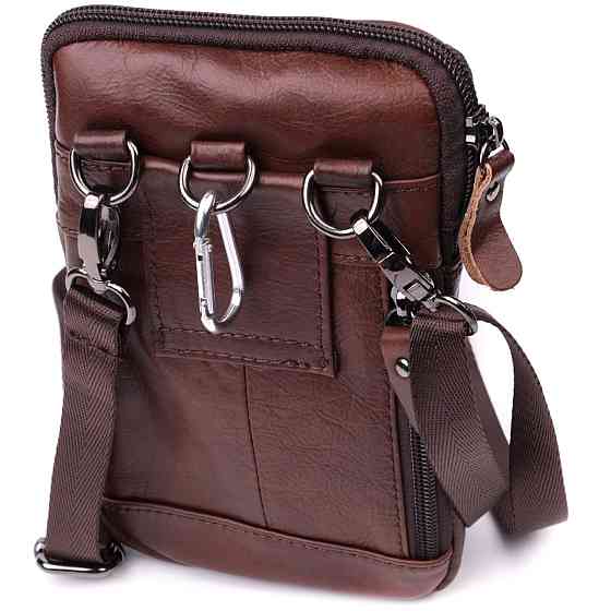 Відмінна чоловіча сумка на пояс із натуральної шкіри Vintage 22564 Коричневий Київ