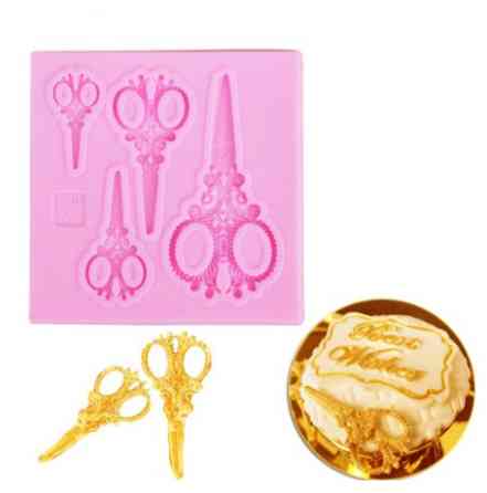 Силиконовый молд Ножницы 76 на 76 мм розовый Киев