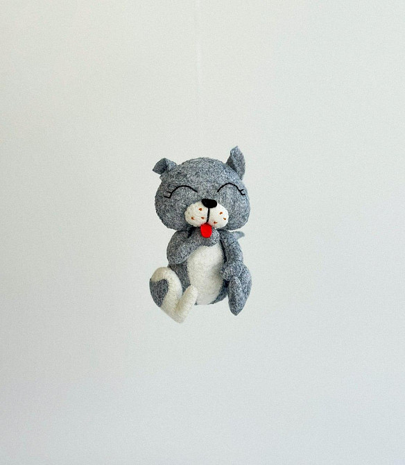 М’яка фетрова іграшка сірий кіт ручної роботи – безпечна розвиваюча іграшка Київ - фото 3