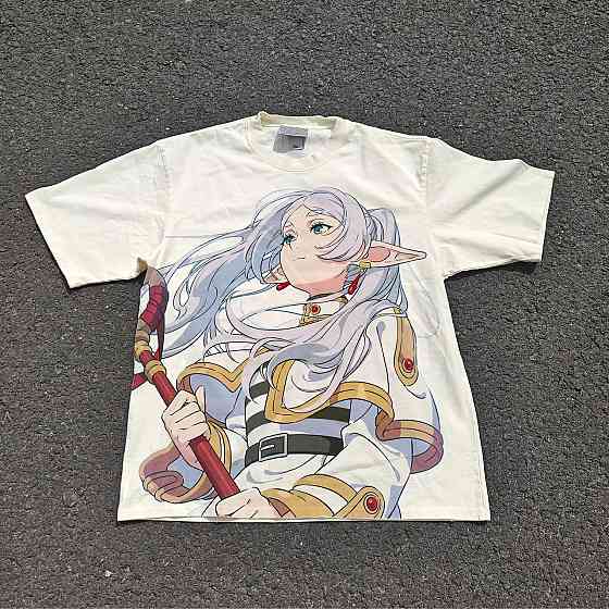 Футболка для хлопчика з принтом аніме Аніме Фріерен Бейонд Джоурнейенд оверсайз (зріст від 165 до 180) Чорний Дніпро