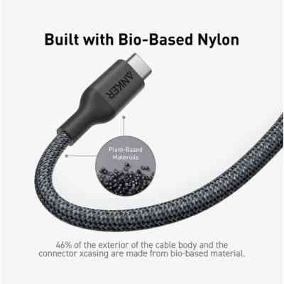 Дата кабель USB-C to USB-C 1.8m 140W bio-nylon 544 black Anker (A80F6H11) Винница