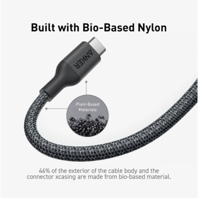 Дата кабель USB-C to USB-C 1.8m 140W bio-nylon 544 black Anker (A80F6H11) Вінниця - фото 6