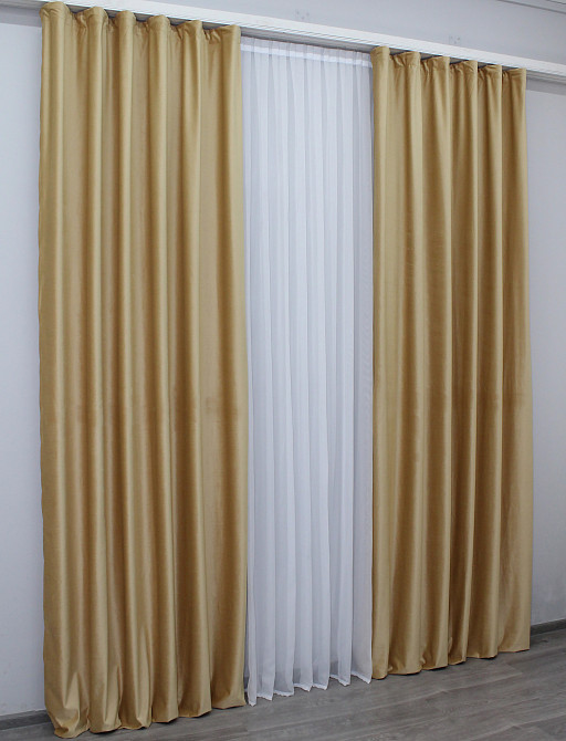 Комплект готових штор VR-Textil Оксамит № 1038ш Золотистий 150х295 см 2 шт (30-851) Київ - фото 4