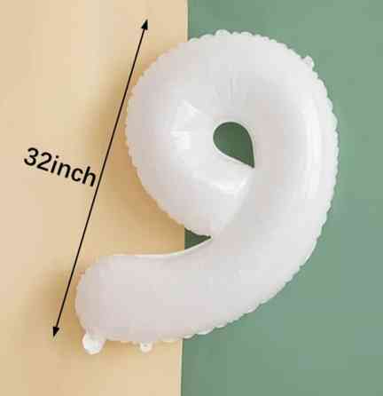 Шарик цифра 9 праздничная 32 дюйма белый Киев