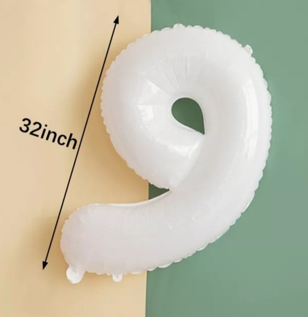 Шарик цифра 9 праздничная 32 дюйма белый Киев - изображение 2