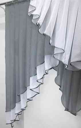 Кухонный ламбрекен VR-Textil № 022к графитовый с белым 150х150 см (52-0014) Киев