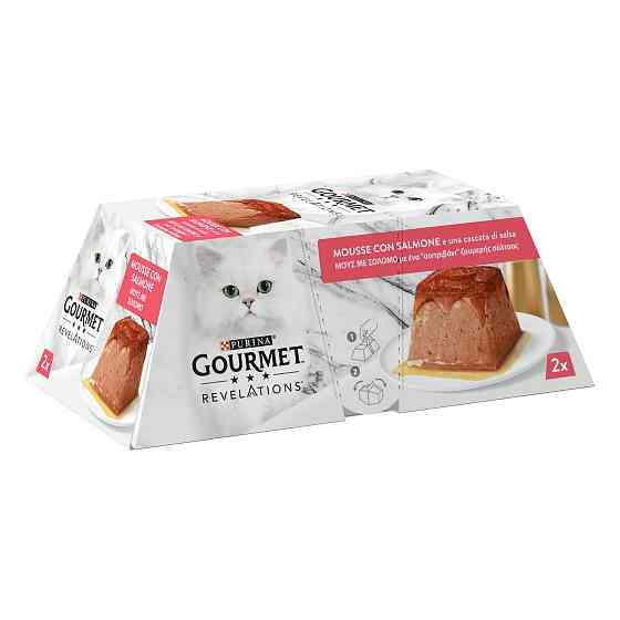 Вологий корм GOURMET Revelations для дорослих котів, мус з підливкою, що стікає, з лососем, 2x57 г Київ
