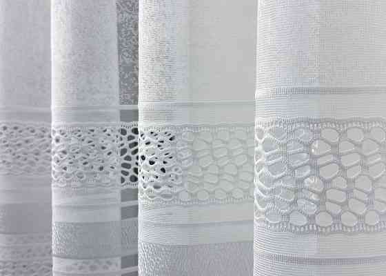 Короткий тюль жакард, висотою 1,5м, колір білий 1952т Київ