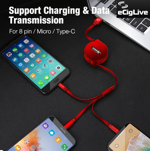 CAFELE 3 в 1 універсальний 120 см Кабель USB-microUSB + 8 Pin + Type C Original Київ - фото 4