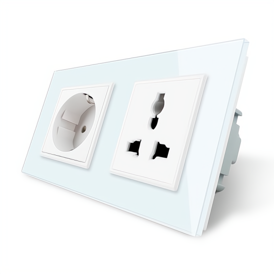 LIVOLO Розетка двомісна силова і універсальна Livolo білий скло (VL-C7C1EUC1C-11) Коломия