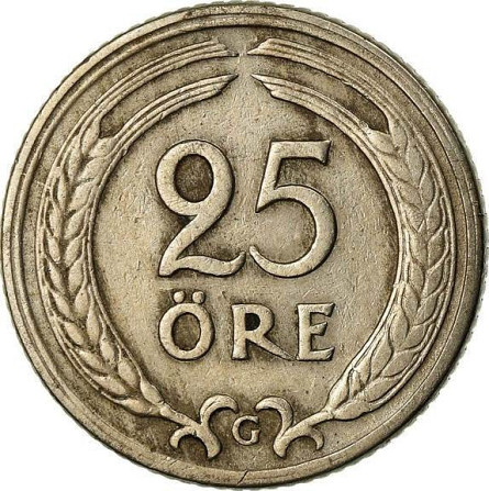 Монета Швеція 25 ере 1946 Швеция Полтава - фото 1
