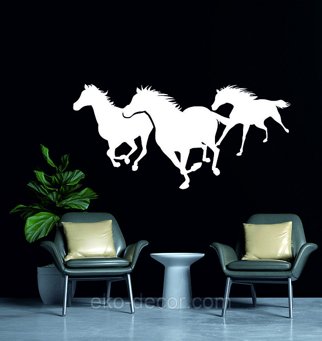 Декоративное настенное Панно «Лошади 3» Декор на стену 110*54 см, Белый Киев - изображение 2