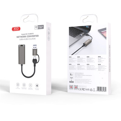 Адаптер USB-C + USB A to RJ45 Ethernet XO (HUB018.black) Винница - изображение 6