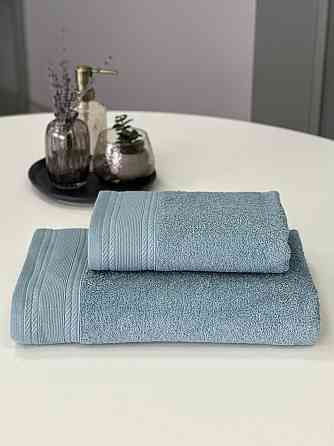 Комплект махровых полотенец IDEAL TEXTILE Легкий бриз 50х90 + 70х140 см 450 г/м2 100% хлопок Лазуров Черновцы