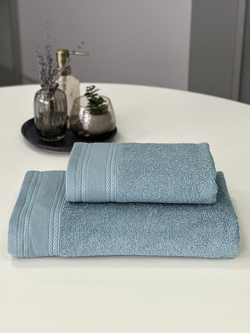Комплект махрових рушників IDEAL TEXTILE Легкий бриз 50х90 + 70х140 см 450 г/м2 100% бавовна Лазуров Чернівці - фото 1
