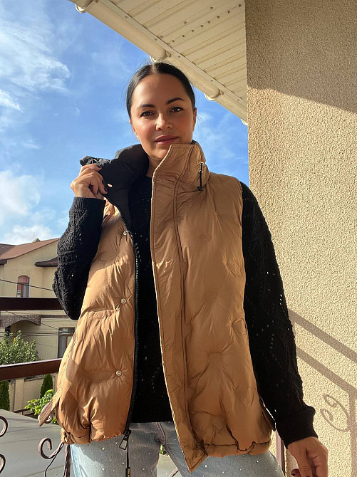 Жилет жіночий A-N 7025 стеганий серця подовжений оверсайз без капюшона, карамель, 44 Одеса - фото 10