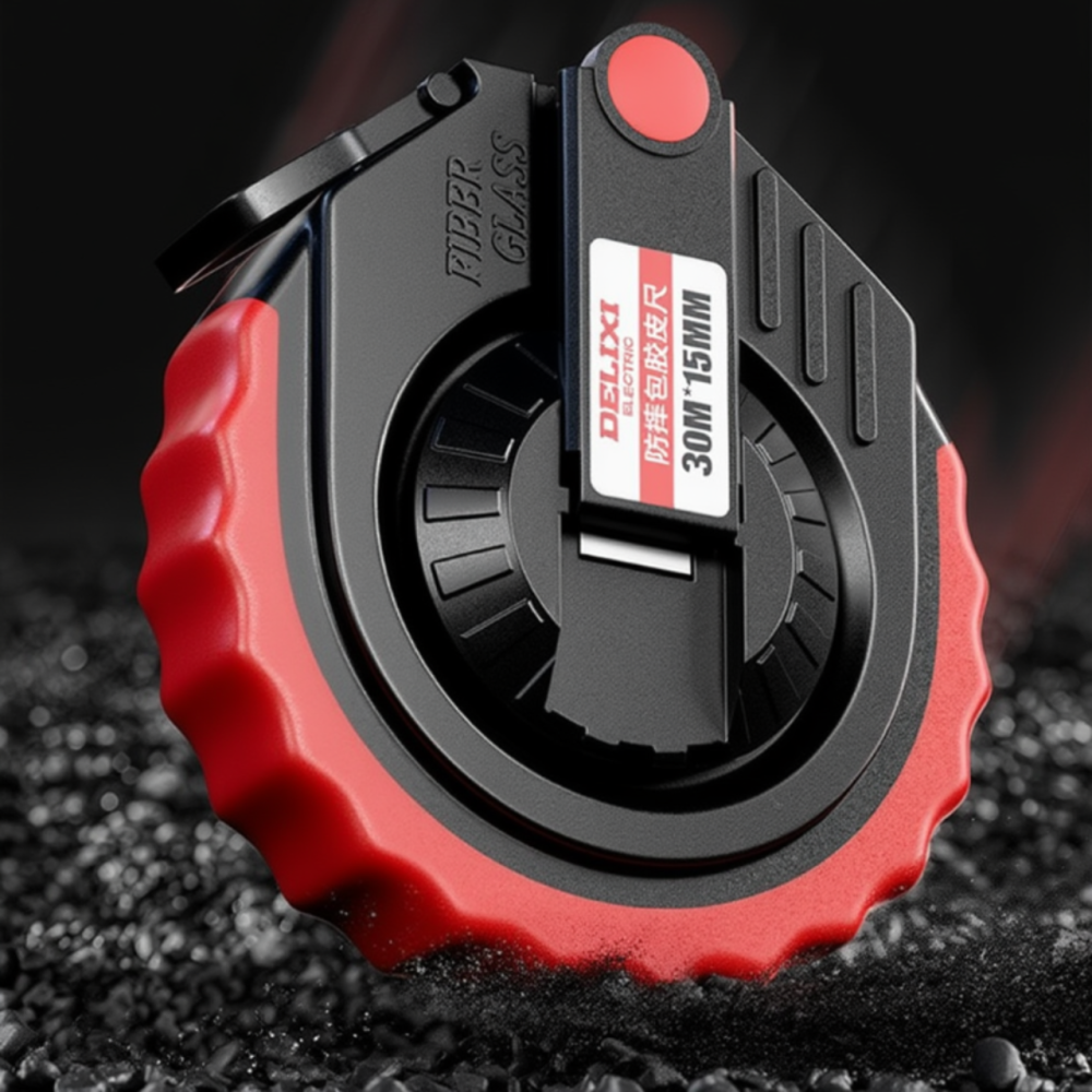 Рулетка будівельна вимірювальна 30 м, для геодезистів стрічка з метричною шкалою і скловолокна, з ручкою, пластикова чорно-червона Кам'янець-Подільський - фото 1