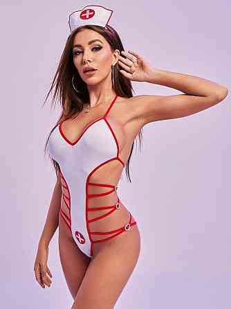 Костюм медсестры ролевой боди S бело-красный Киев