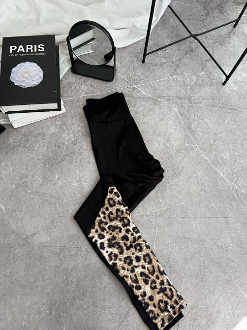Жіночі лосини з леопардовою вставкою мікродайвінг Одеса - фото 3