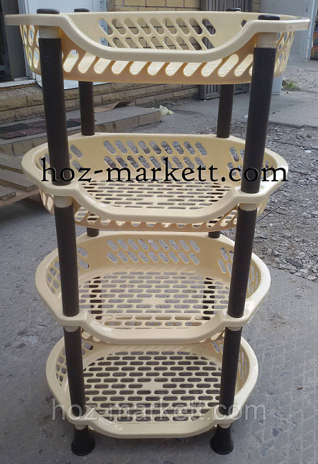 Полиця етажерка пластикова для ванної та кухні (бежева) Харків - фото 2